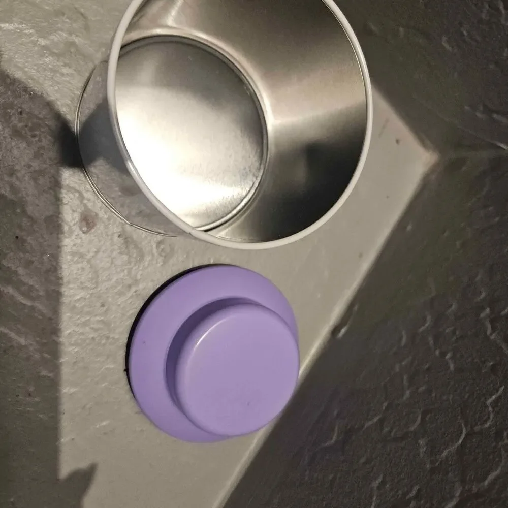 Rae Dunn Purple and White Metal Cotton Ball Tin 5